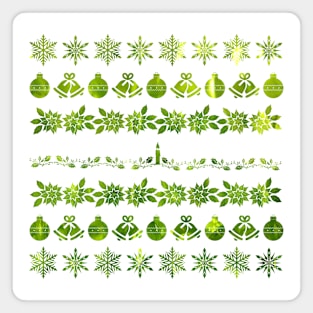 Green Christmas Silhouette Pattern Magnet